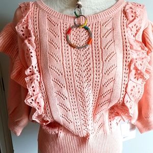 NWT* PEACH RUFFLED SWEATER IN XXL LC LAUREN CONRAD*